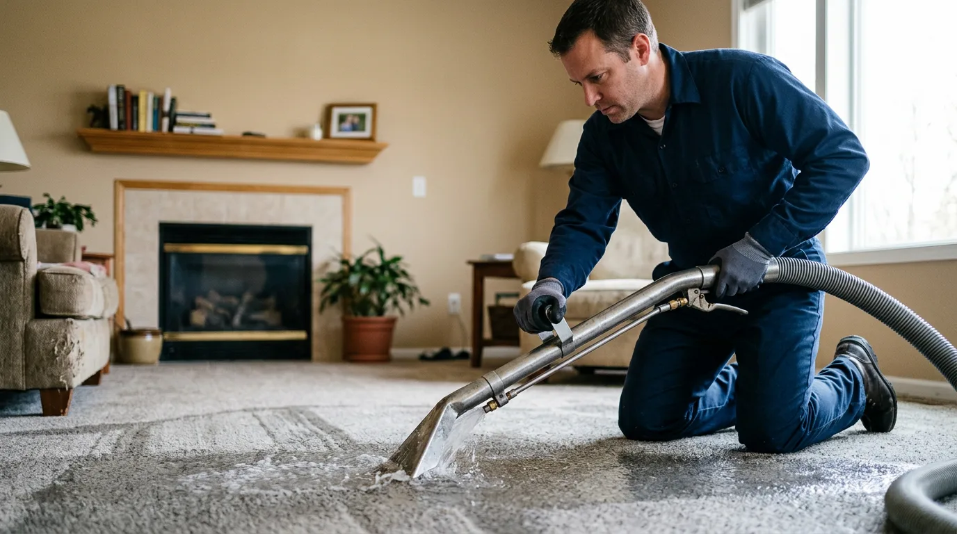 Water damage restoration technician working near Piasa, IL